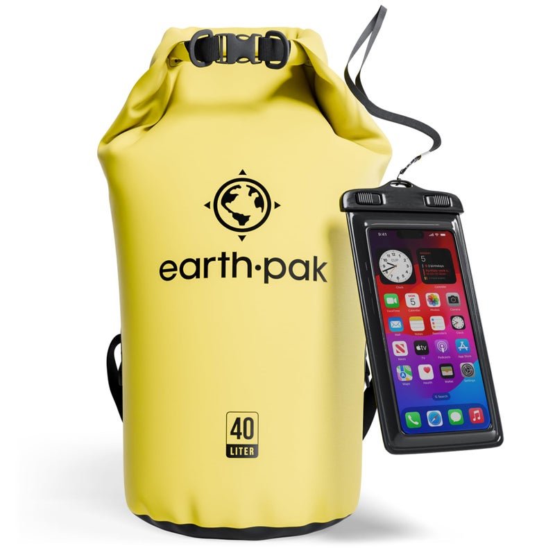 Earth Pak Waterproof Dry Bag - Roll Top Waterproof Backpack Sack Keeps Gear Dry for Kayak with Waterproof Phone Case - Image 1